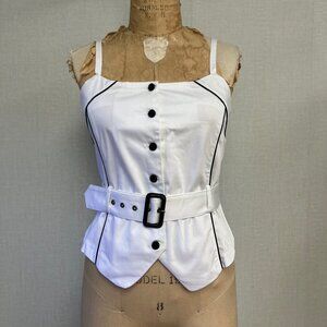 NWT Deadstock 2000s Y2K Pin Up Color Block Belted Corset Tank Top Medium